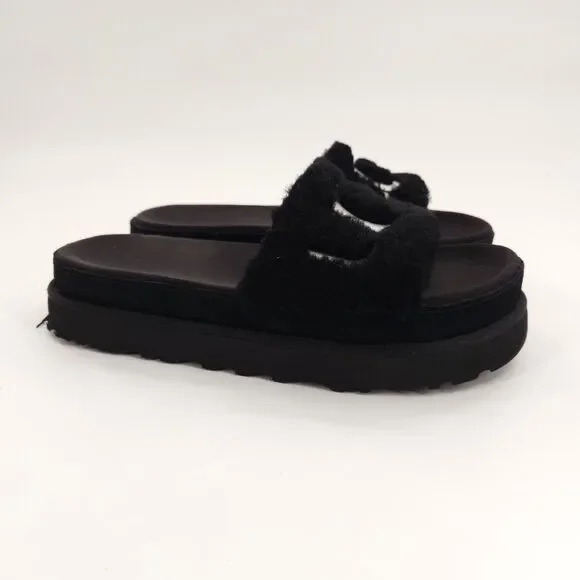 UGG LATON SHEEPSKIN FLUFF SLIDE  Shoes Women Size 7.5 Black 1111236 - Picture 3 of 10